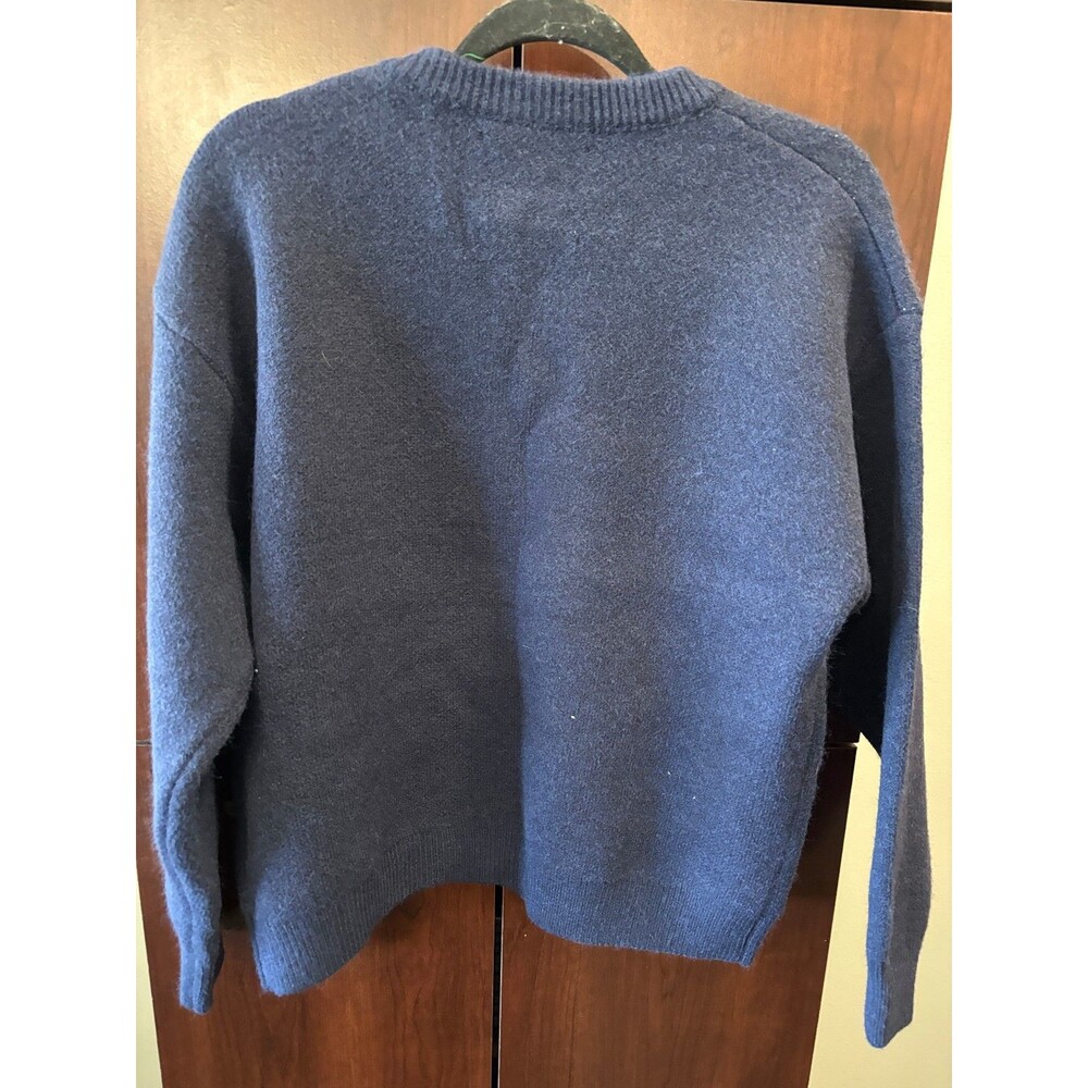 &merci Navy Dog Print Cardigan Sweater Button Front Novelty Knit NWT - Picture 2 of 5